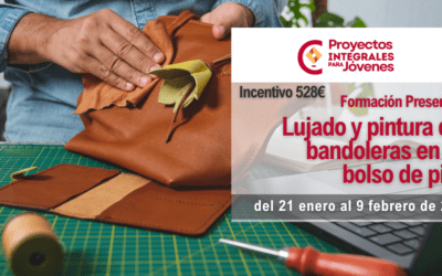 Lujado y pintura de bandoleras en el bolso de piel